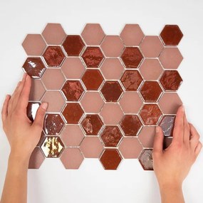 The Mosaic Factory Valencia mozaïektegel - 27.6x32.9cm - wandtegel - Zeshoek/Hexagon - Gerecycled glas Burgundy mat/glans VAL012
