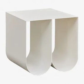 Vierkante Nachtkastje 40x40 Cm In Staal Olavi Gardenia Wit - Sklum