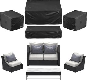 VEVOR 4-delige hoes voor tuinmeubelen, robuuste, waterdichte hoezen voor tuintafels voor alle weersomstandigheden, 420D Oxford-stof, zwart
