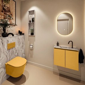 Mondiaz Ture DLux toiletmeubel 60cm ocher met wastafel glace midden met kraangat