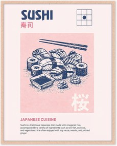 Ingelijste digitale print Sushi, handgemaakt