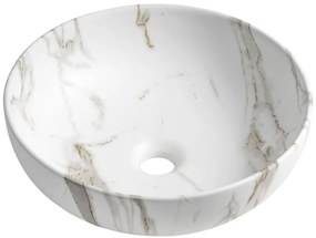 Sapho Rondane keramische waskom 41x41cm wit marmer
