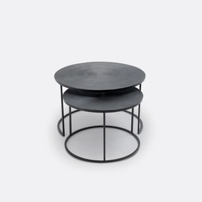 Set van 2 lage mimi tafels in staalmetaal, Jalia