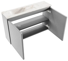 Mondiaz Ture DLux toiletmeubel 80cm plata met wastafel frappe links met kraangat