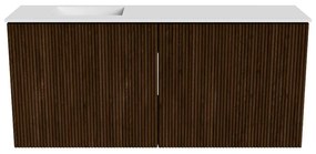 Mondiaz Joya 90cm toiletmeubel walnut met wastafel faye links zonder kraangat talc