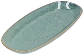 Serveerschaal reactieve glazuur, steengoed, groen, 26 x 12 cm