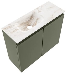 Mondiaz Ture DLux toiletmeubel 60cm army met wastafel frappe links met kraangat