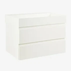 Badkamermeubelset Van Hout En Essenhoutfineer Met Geïntegreerde Wastafel Ona Wit & Spiegelloze & Zonder Kraan & ↔︎ 80 Cm - Sklum