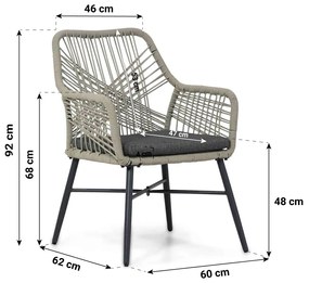 Tuinset 4 personen 180 cm Rope /Aluminium/teak Taupe Domani Furniture Foris/Matale