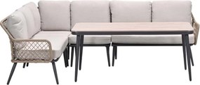 Garden Impressions Kalibo hoek lounge dining set 4-delig - donker grijs