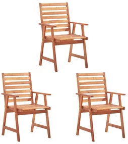vidaXL Tuinstoelen 3 st met kussens massief acaciahout