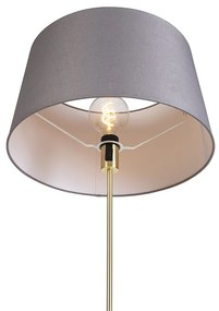 Vloerlamp goud/messing met linnen kap grijs 45 cm - Parte Landelijk / Rustiek E27 cilinder / rond rond Binnenverlichting Lamp