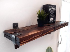 CHYRKA® Wandplank planken zwevende plank LEMBERG hangende plank wandplank houten plank loft vintage bar industrieel ontwerp handgemaakt hout metaal