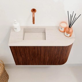 Mondiaz Joya DLux 60cm toiletmeubel ronding rechts ruby met wastafel faye links zonder kraangat meli
