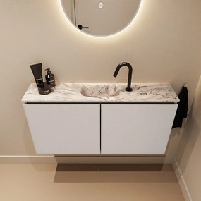 Mondiaz Ture DLux toiletmeubel 100cm linen met wastafel glace midden met kraangat