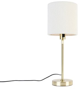 Tafellamp goud verstelbaar met boucle kap wit 20 cm - Parte Design E27 rond Binnenverlichting Lamp