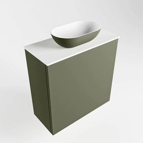 Mondiaz Fowy toiletmeubel 50cm army met legergroene waskom midden zonder kraangat