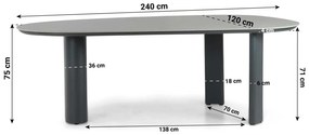 Tuinset 6 personen 240 cm Aluminium/rope Grijs Santika Furniture Santika