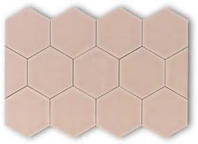Hoogglans Handvorm Wandtegel 10.8x12.4 Cm Hexagon Princeton Roze RBT54