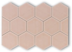 Hoogglans Handvorm Wandtegel 10.8x12.4 Cm Hexagon Princeton Roze RBT54