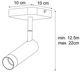 Moderne plafondSpot / Opbouwspot / Plafondspot zwart rond GU10 35mm draai- en kantelbaar - Kate Modern GU10 vierkant Binnenverlichting Lamp