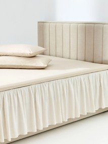Gestreepte katoenen bedskirting Twyla met franjes
