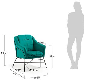 Kave Home Brida Armfauteuil Fluweel Turquoise