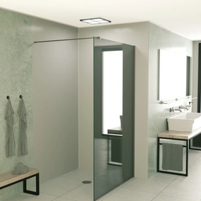 Mueller Slimline inloopdouche 110cm rookglas anti-kalk inclusief RVS profiel & stang