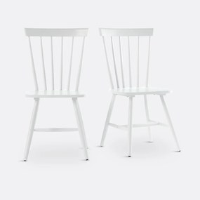 Set van 2 stoelen met spijlen in massief hevea, Jimi