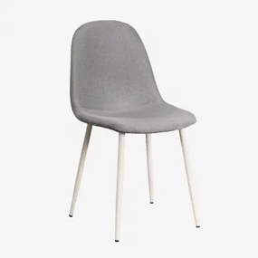 Set Van 4 Eetkamerstoelen In Stof En Staal Glamm Deluxe Beige – Crème & Linnen Grijs – Beton - Sklum