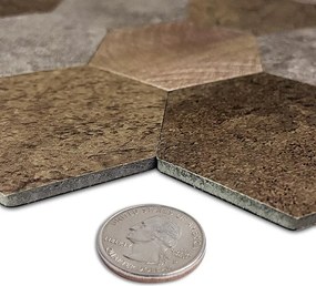 Zelfklevend Mozaïek Hexagon Koper - 29.5 cm x 29.5 cm x 0.4 cm | 0.5 kg | Paneli zelfklevende steenstrips