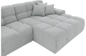 Goossens Excellent Bank Kubus - 40 X 40 Cm Stiksel lichtgrijs, stof, 1,5-zits, modern design met chaise longue rechts