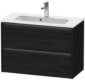 Duravit Ketho 2 wastafelonderbouwkast met 2 laden 81x39x54.9cm met grepen antraciet eiken zwart mat K25256016160000