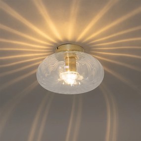 Art Deco plafondlamp goud met glas - Ayesha