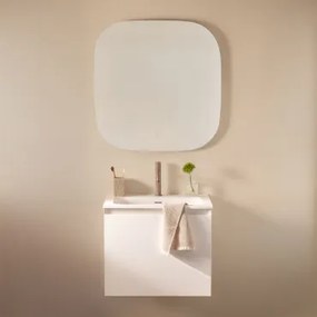 Macrae Houten Badkamermeubelset Met Geïntegreerde Wastafel Wit & Vierkant Led En Anticondens 75x75 Cm Riben & Bruin - Mokka ↑20 - Sklum