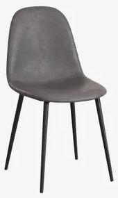 Set Van 4 Glamm Eetkamerstoelen Zwart & Kunstleren Grijs – Antraciet & Polipiel - Sklum