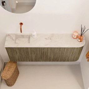 Mondiaz Joya DLux 110cm toiletmeubel ronding rechts dusk met wastafel faye links zonder kraangat frappe