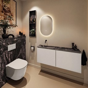 Mondiaz Ture DLux toiletmeubel 120cm linen met wastafel lava links zonder kraangat