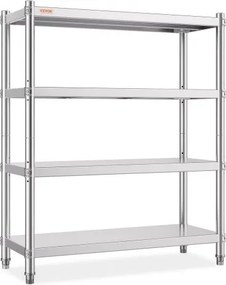 VEVOR roestvrijstalen plank, voor keuken, garage, berging, balkon, 48 x 18,9 x 59 inch / 122 x 48 x 150 cm
