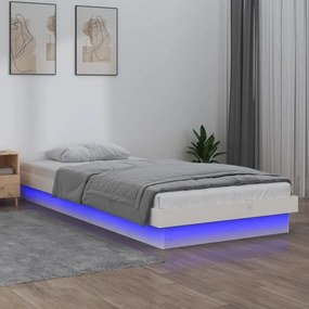 vidaXL Bedframe LED massief hout wit 75x190 cm 2FT6 Small Single