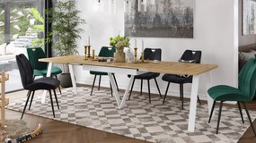 AVERY eik Artisan / onderkant wit - LOFT/INDUSTRIËLE TAFEL VOOR WOONKAMER / EETKAMER UITKLAPBAAR TOT 330 cm!