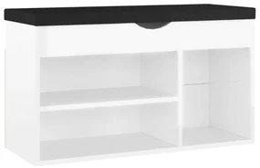 vidaXL Schoenenbank met kussen 80x30x47 cm spaanplaat hoogglans wit