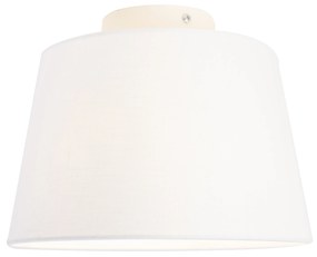 Stoffen Moderne plafondlamp met witte kap 25 cm - Combi Landelijk / Rustiek E27 rond Binnenverlichting Lamp
