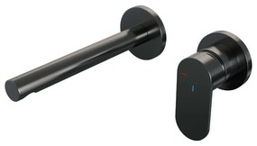 Brauer Gunmetal Edition ColdStart wastafelkraan inbouw rechte uitloop en rozetten model C1 gunmetal geborsteld PVD