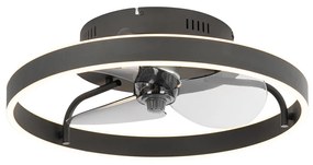 Plafondventilator met lamp zwart 50cm incl. LED dimbaar met afstandsbediening - Maddy Modern rond Binnenverlichting Lamp