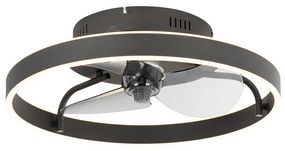 Plafondventilator met lamp zwart incl. LED met afstandsbediening - Maddy Modern rond Binnenverlichting Lamp