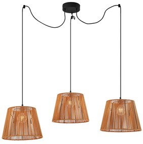 Buiten hanglamp zwart met oranje kappen van touw 3-lichts IP44 - Cava Jayla