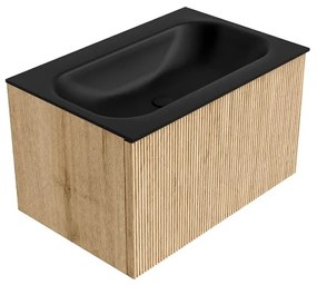 Mondiaz Kurve 70cm badmeubel oak met 1 lade en wastafel big small midden 1 kraangat urban