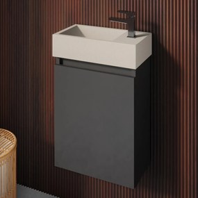 Fontana Crest toiletmeubel mat zwart 40x22cm met beige fontein rechts