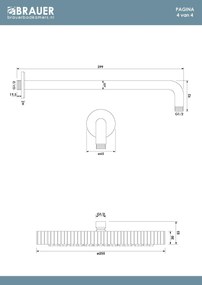 Brauer Stripe inbouw regendouche rond met 25cm hoofddouche, gebogen muurarm en 3 standen handdouche set 41 RVS geborsteld PVD